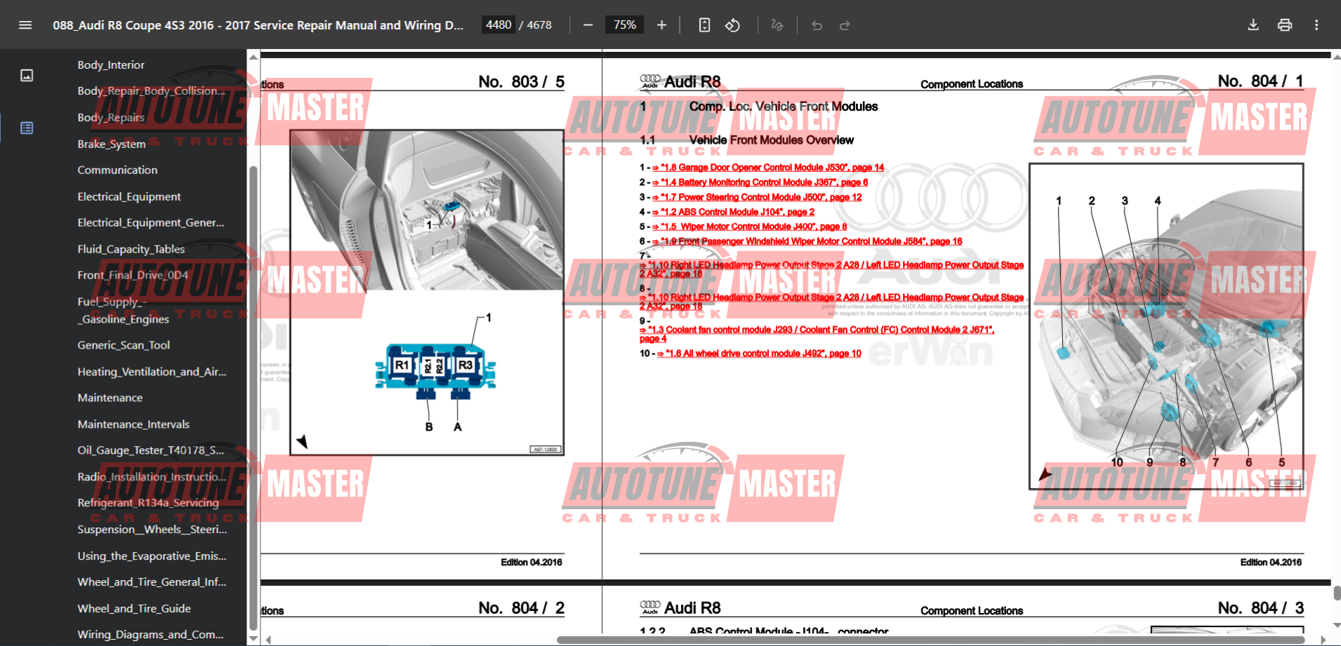 Alternative view of Audi R8 Coupe (2016-2017) 4S3 Service Manual and Wiring Diagram​
