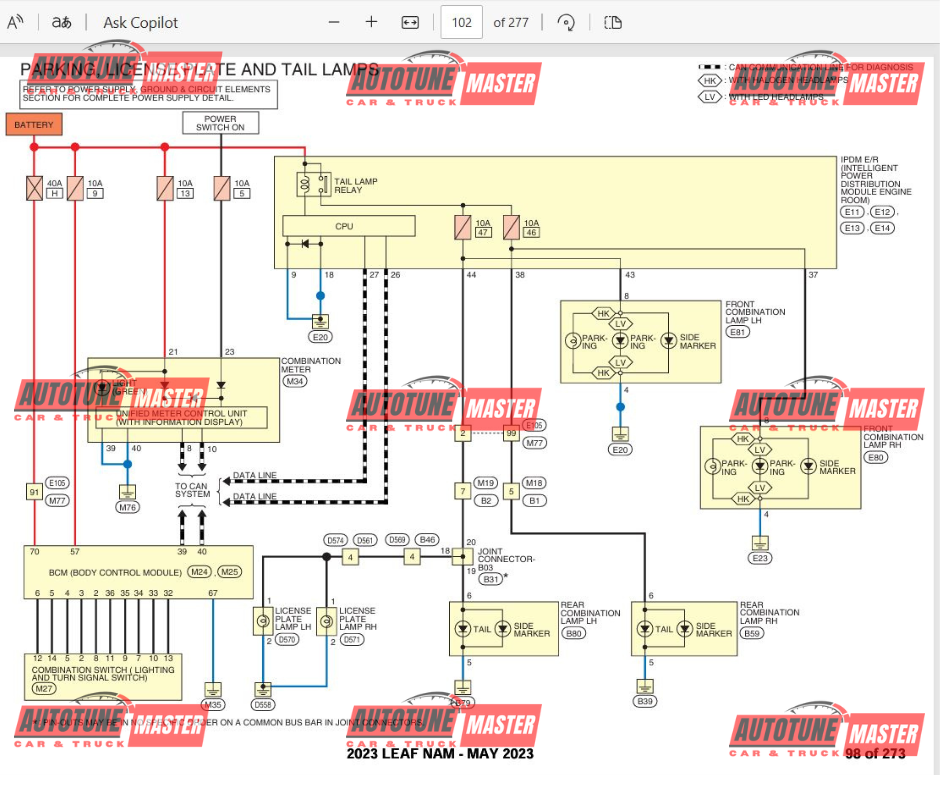 Alternative view of Nissan LEAF 2023 Electrical Wiring Diagram