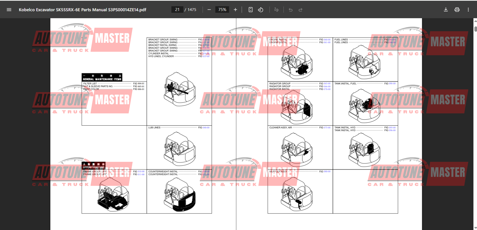 Alternative view of Kobelco Excavator SK55SRX-6E Part Manual