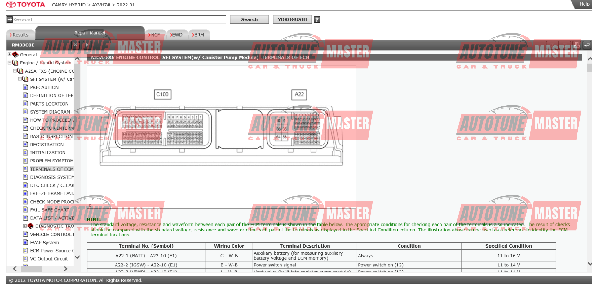Toyota Camry HV 2017-2022 Service Repair Manual